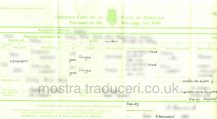 Traduceri si autentificari certificate de casatorie 
